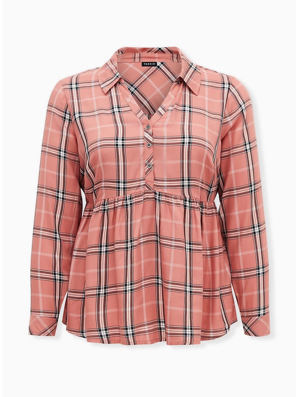Torrid Plaid Peplum Button-Front Blouse